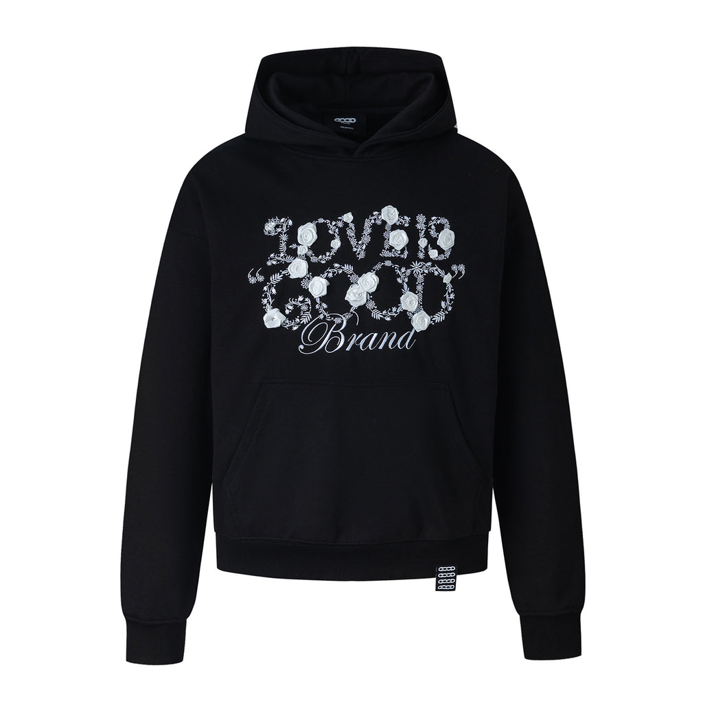 3D Rose LOVE IS GOOD Black Hoodie