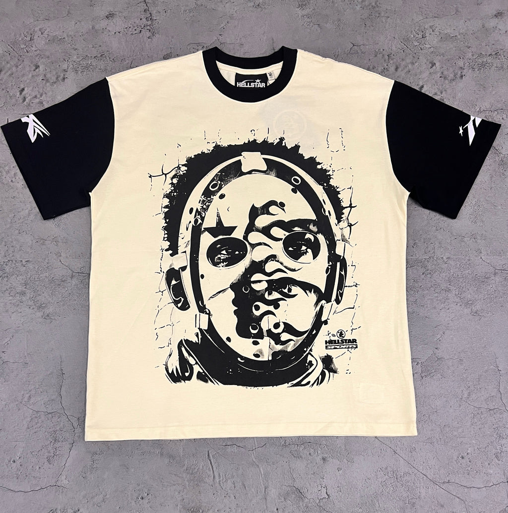 Hellstar Masked Portrait Raglan White & Black Tee