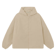 ESSENTIALS Fear Of God Beige Hooded Windbreaker Jacket