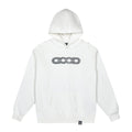 GOOD Silver Rhinestone Distressed White Hoodie