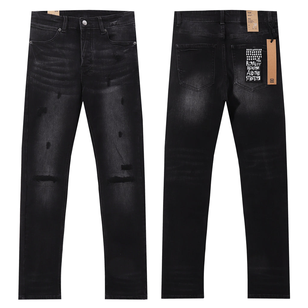 Ksubi Black Washed Multi Frayed Rip Slim Jeans