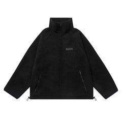 ESSENTIALS Fear Of God Black Sherpa Fleece Zip Up Jacket