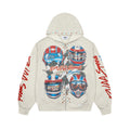 DUAA Racing Helmet Vintage Washed Beige Zip Up Hoodie