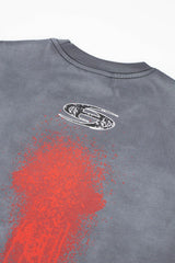 Hellstar Red Drip Blood Splash Washed Grey Tee