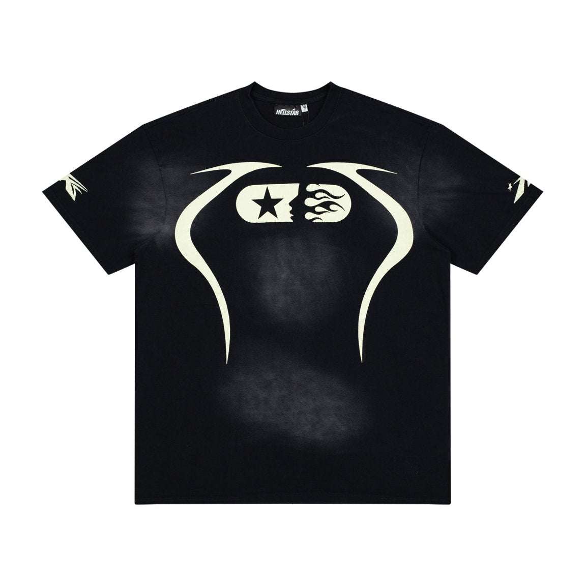 Hellstar Alien Outline Logo Vintage Washed Tee
