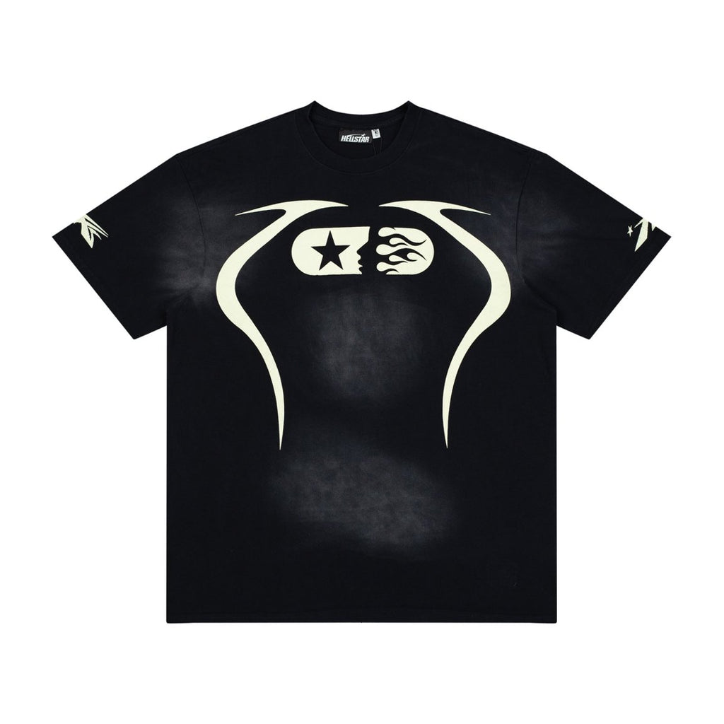 Hellstar Alien Outline Logo Vintage Washed Tee