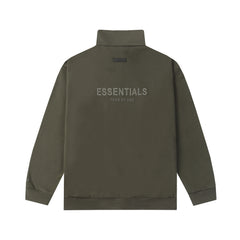 ESSENTIALS Fear Of God Olive Green Half Zip Mock Neck Sweatshirt
