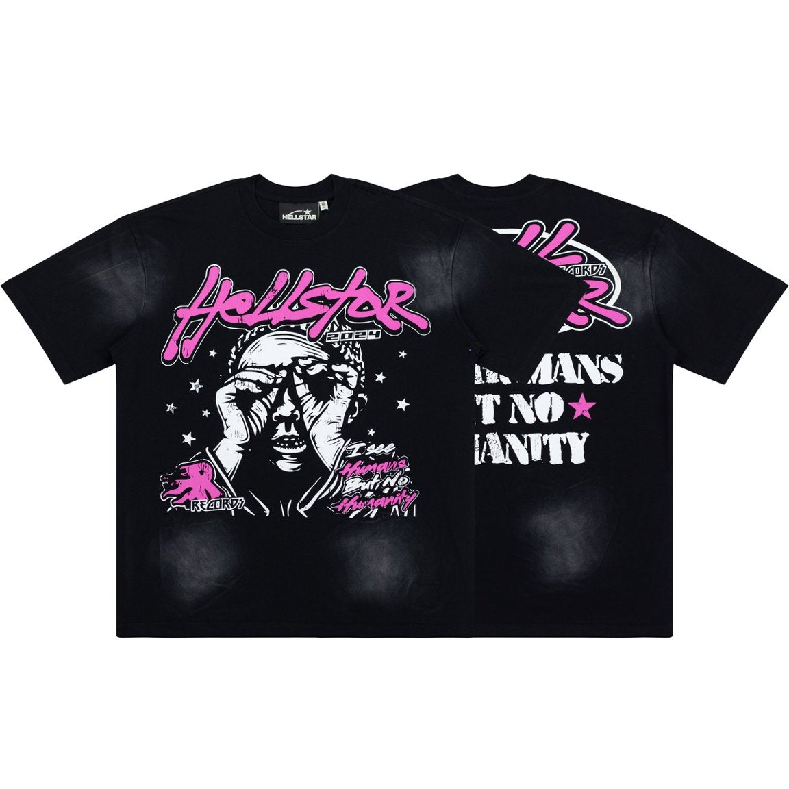 Hellstar Pink Letter Portrait Black Tee