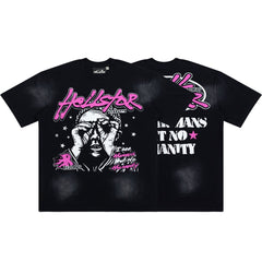 Hellstar Pink Letter Portrait Black Tee