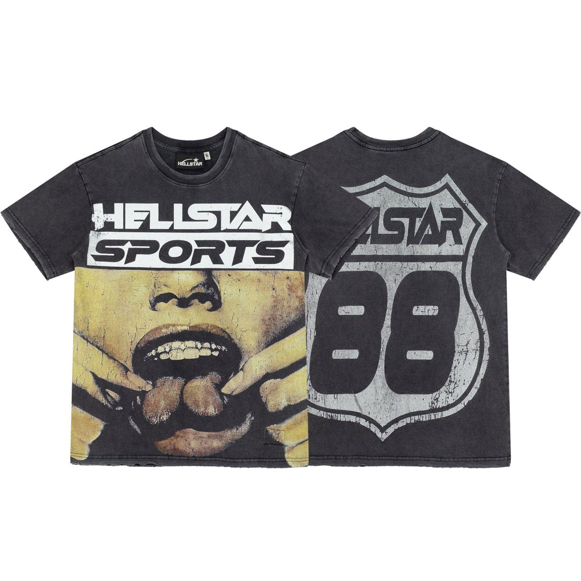 Hellstar Sports Distorted Mouth Vintage Washed Destroyed Tee
