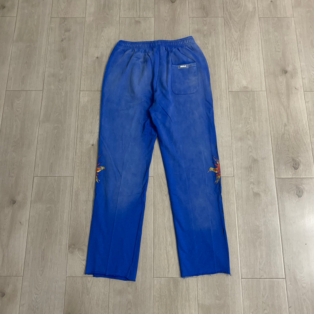 DUAA Panther Flame Blue Vintage Straight Sweatpants