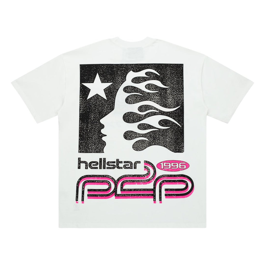 Hellstar Pink Arrow Star Logo White Tee