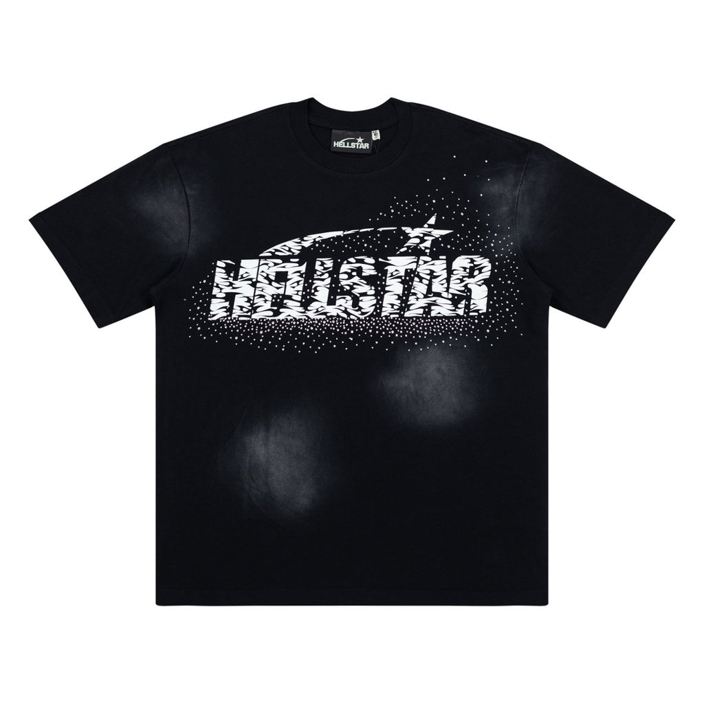 Hellstar Zebra Print Star Washed Black Tee