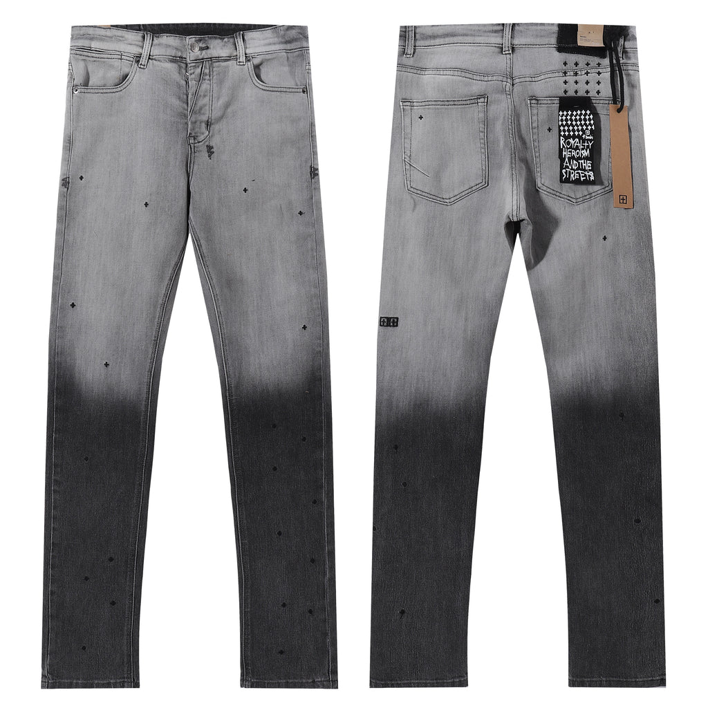 Ksubi Gradient DIP Dye Cross Print Slim Jeans
