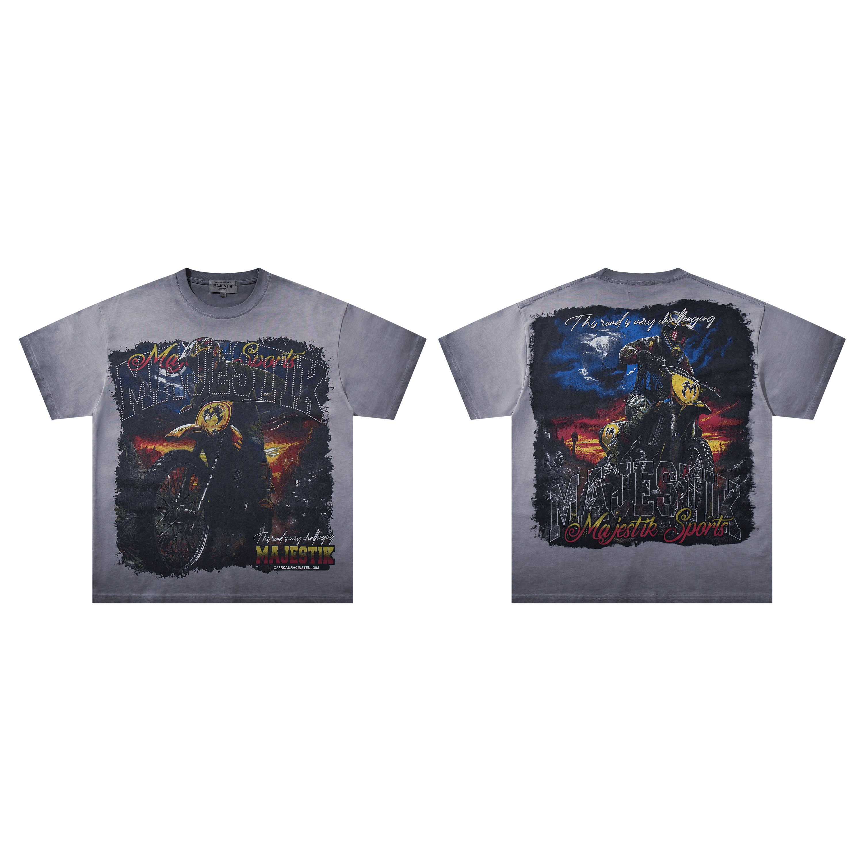 Majestik Dirt Bike Vintage Washed Grey Graphic Tee
