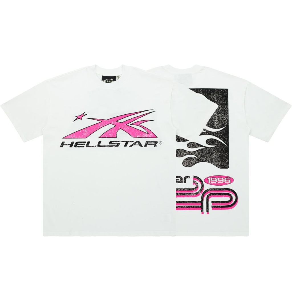 Hellstar Pink Arrow Star Logo White Tee