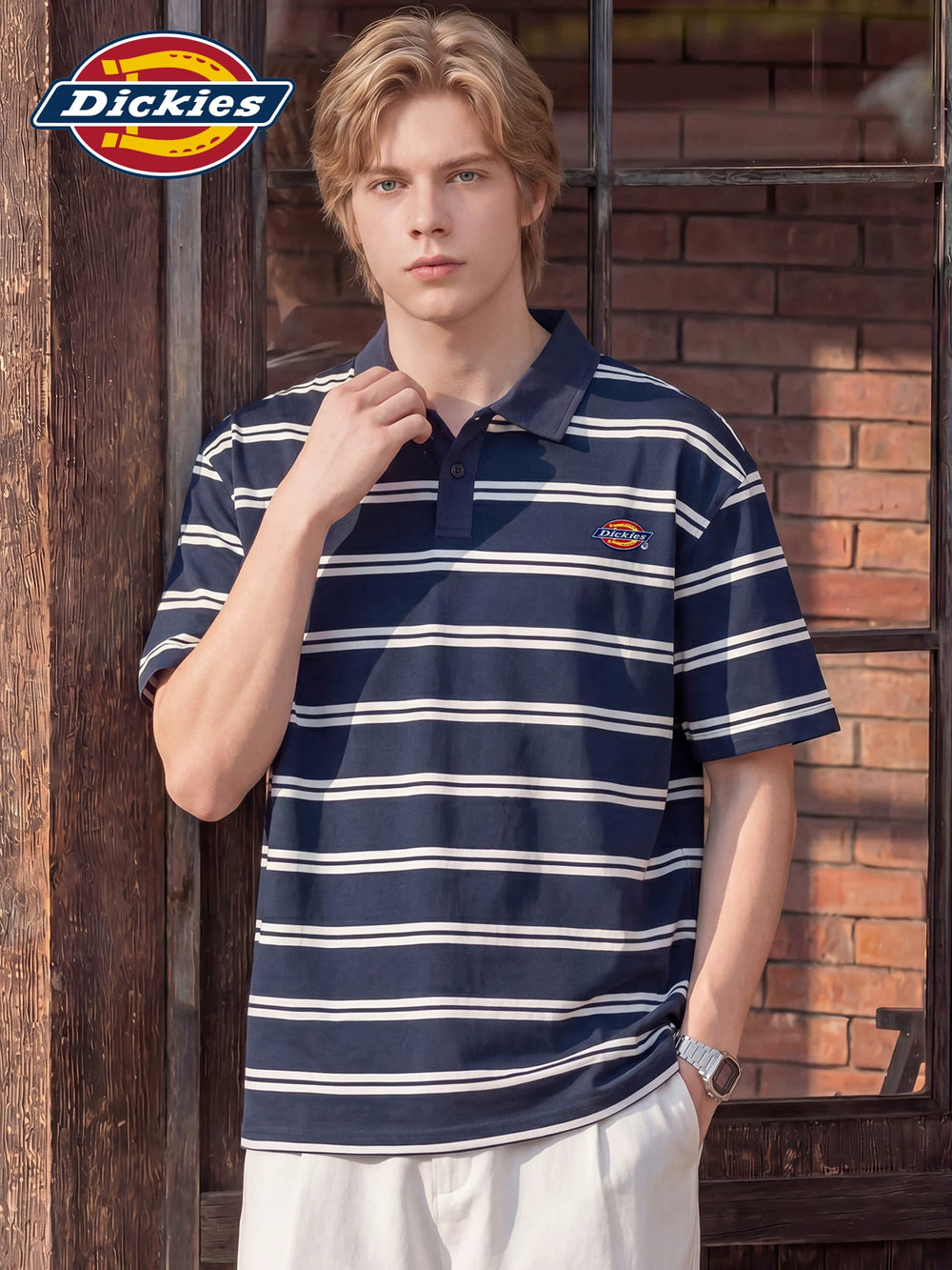 Dickies Emperor Cool Suitable Stripe Contrast Short Sleeve Polo Shirt Summer Thin Men's Classic Label Loose Top Clothes Y