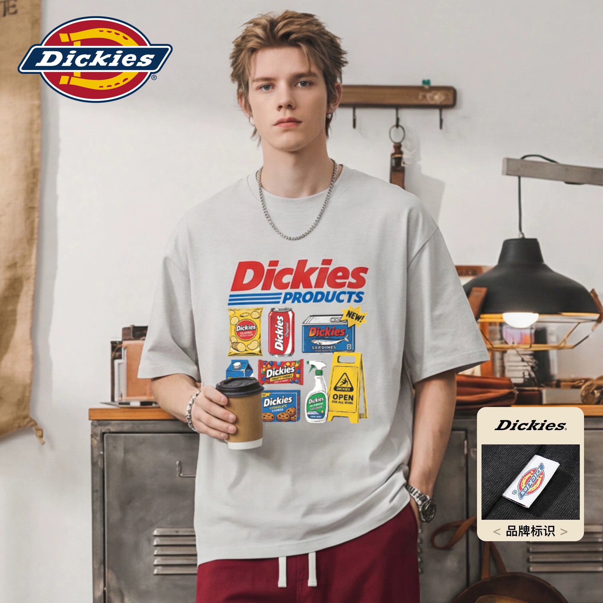 Dickies帝酷适美式趣味印花短袖t恤男潮牌半袖上衣街头百搭体恤M