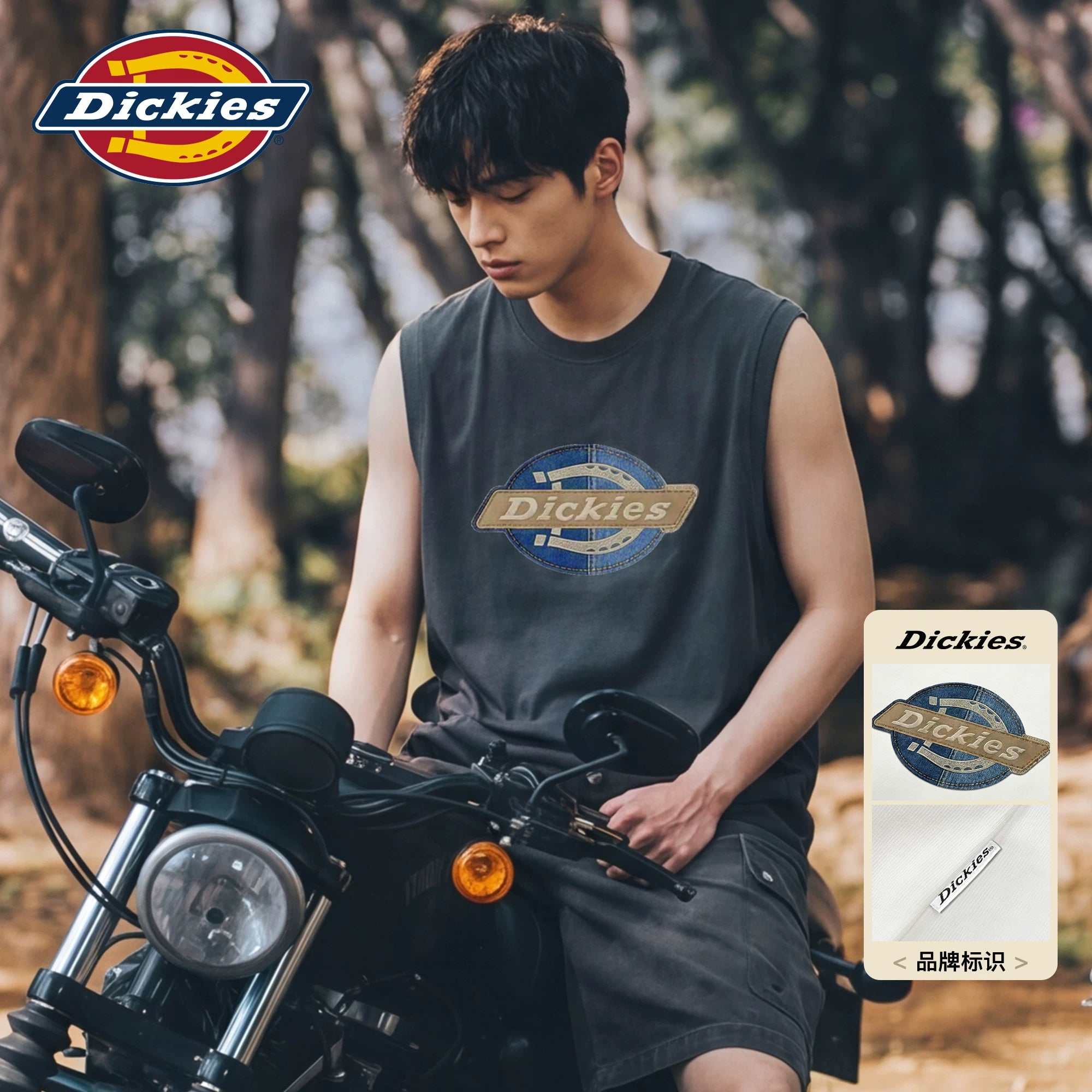 Dickies帝酷适黑色坎肩背心男夏季纯棉休闲运动圆领无袖T恤上衣M