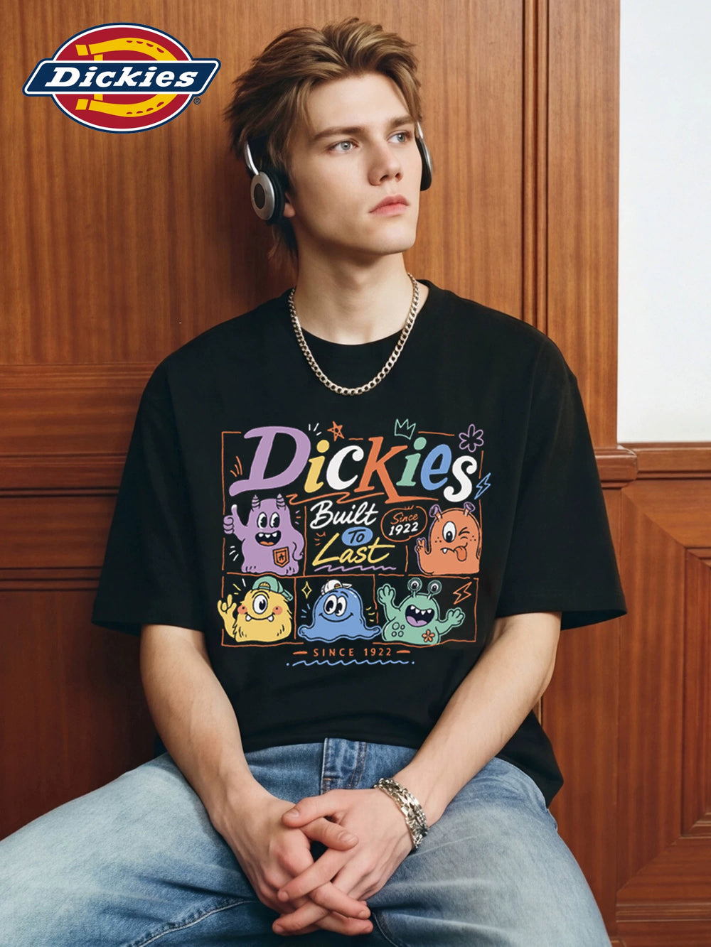 Dickies帝酷适纯棉短袖T恤男夏季美式趣味印花潮牌半袖情侣上衣M