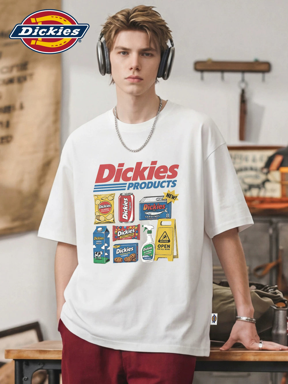 Dickies帝酷适美式趣味印花短袖t恤男潮牌半袖上衣街头百搭体恤M