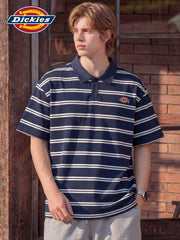 Dickies Emperor Cool Suitable Stripe Contrast Short Sleeve Polo Shirt Summer Thin Men's Classic Label Loose Top Clothes Y