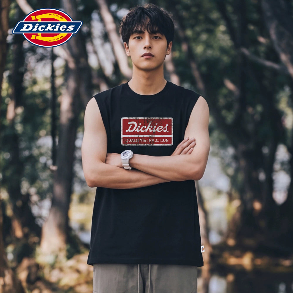 Dickies帝酷适纯棉工字背心男夏季美式简约高级字母印花清爽上衣M