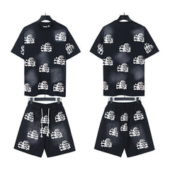 Hellstar All-Over Skull Flame Print Tee & Shorts Set