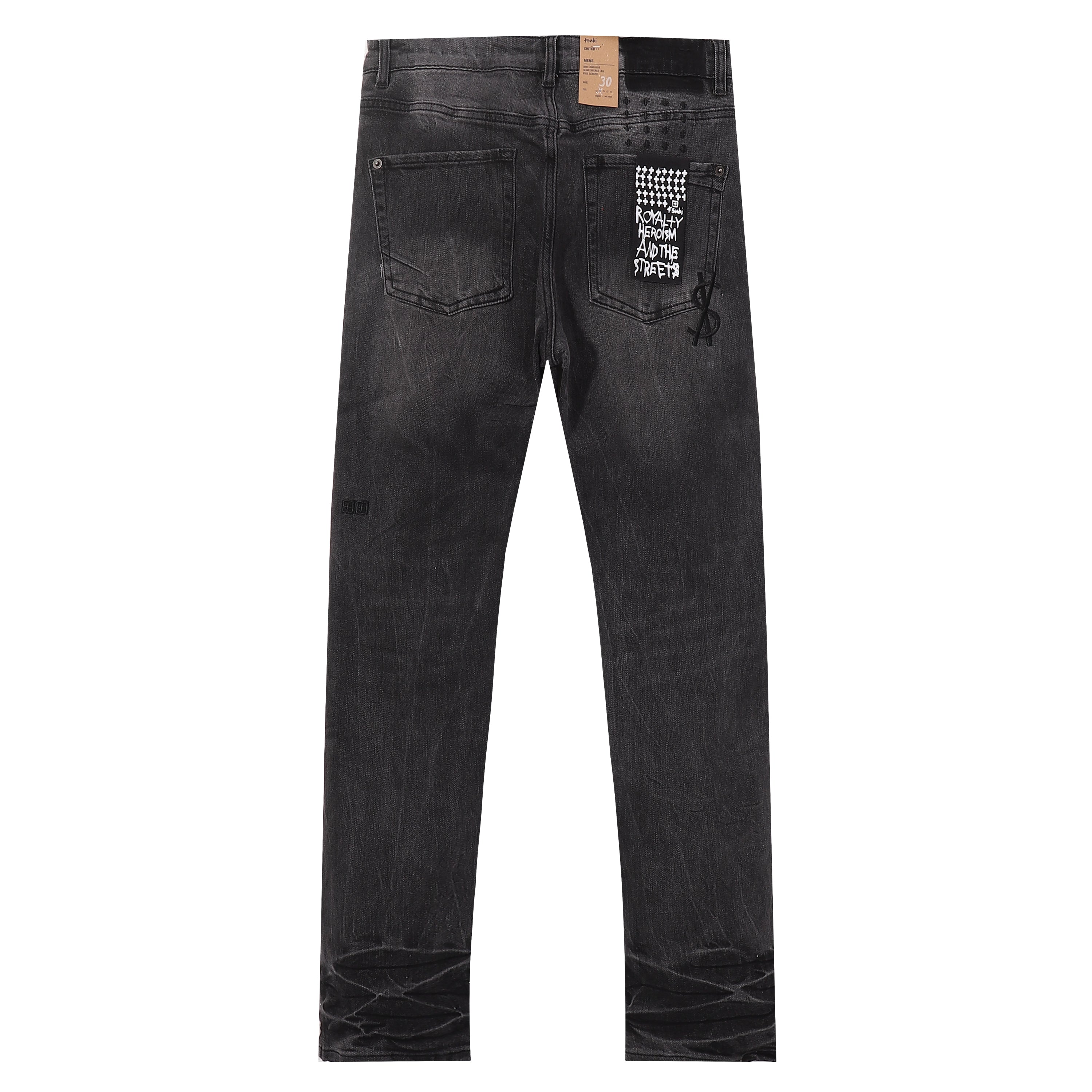 Ksubi Distressed Ripped Black Grey Washed Slim Jeans