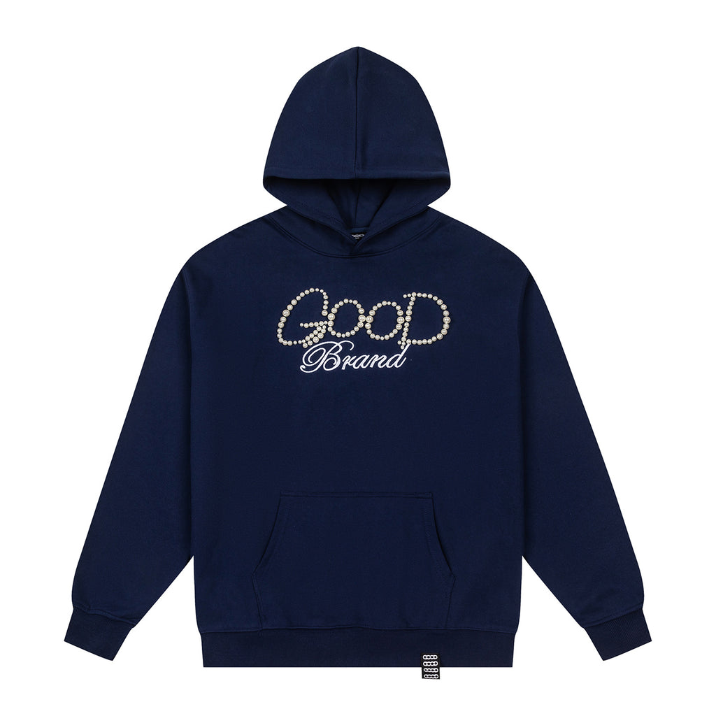 Good Brand Pearl Letter Navy Hoodie