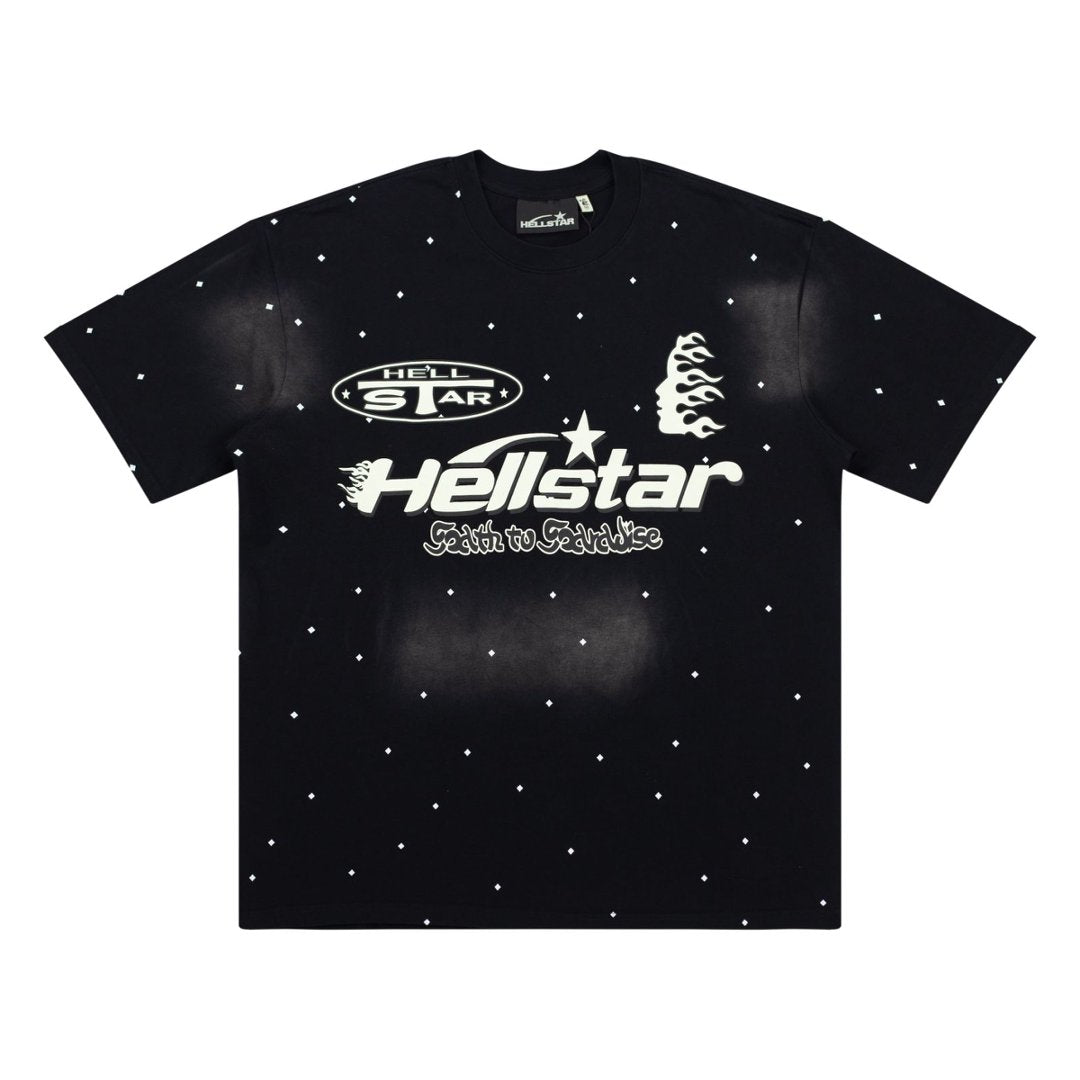Hellstar Faith to Paradise Star Dye Black Tee