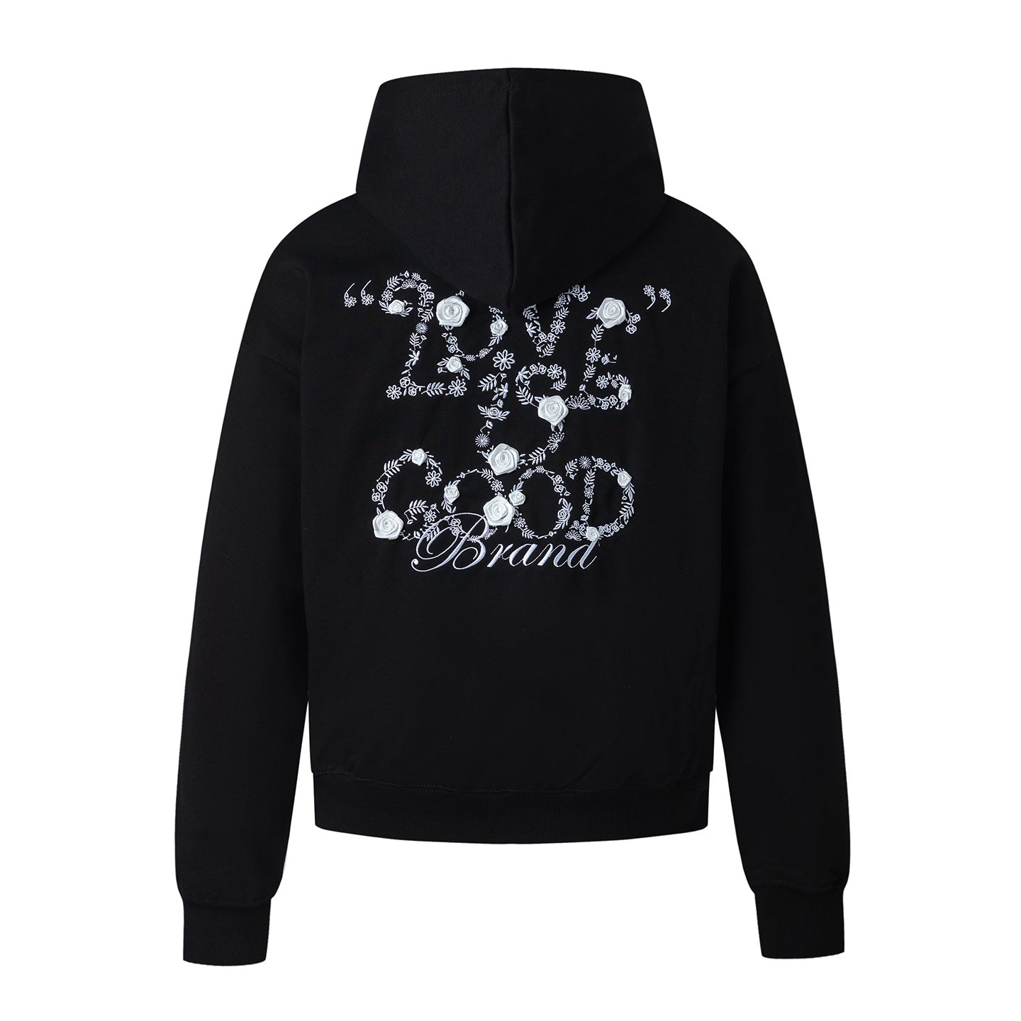 3D Rose LOVE IS GOOD Black Hoodie