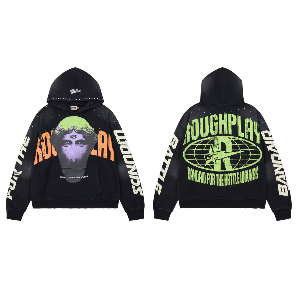 ROUGHPLAY Masked Statue Vintage Washed Graphic Hoodie