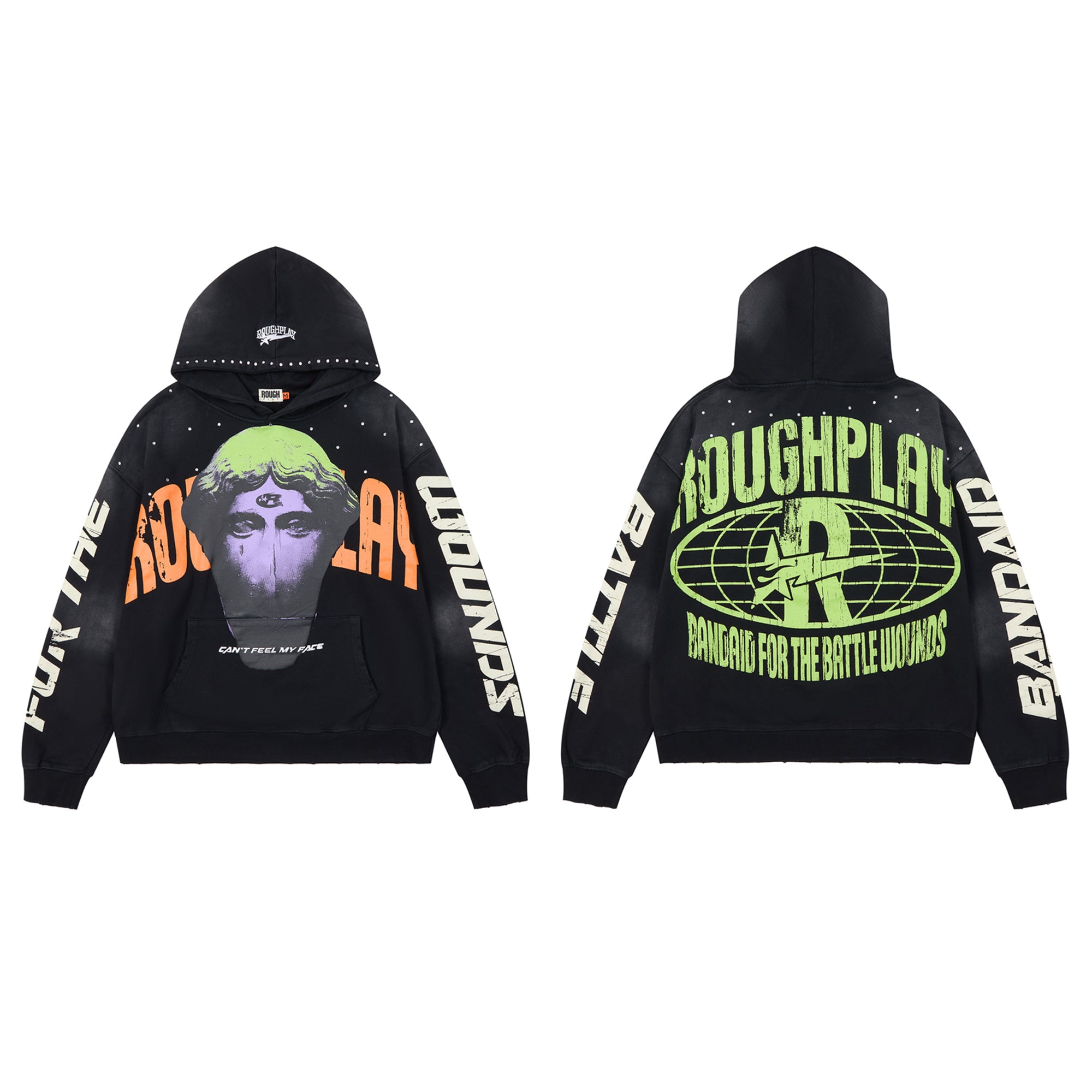 ROUGHPLAY Masked Statue Vintage Washed Graphic Hoodie