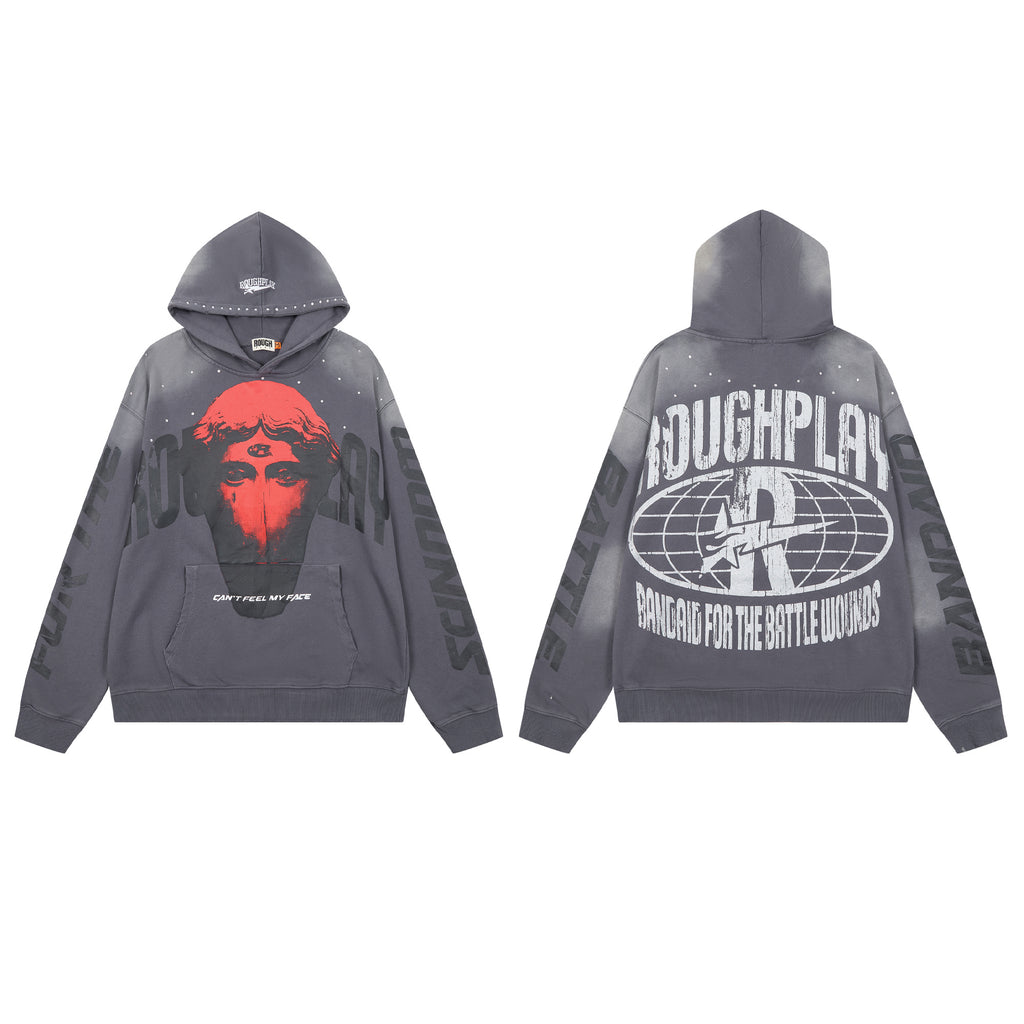 ROUGHPLAY Statue Portrait Washed Graphic Hoodie