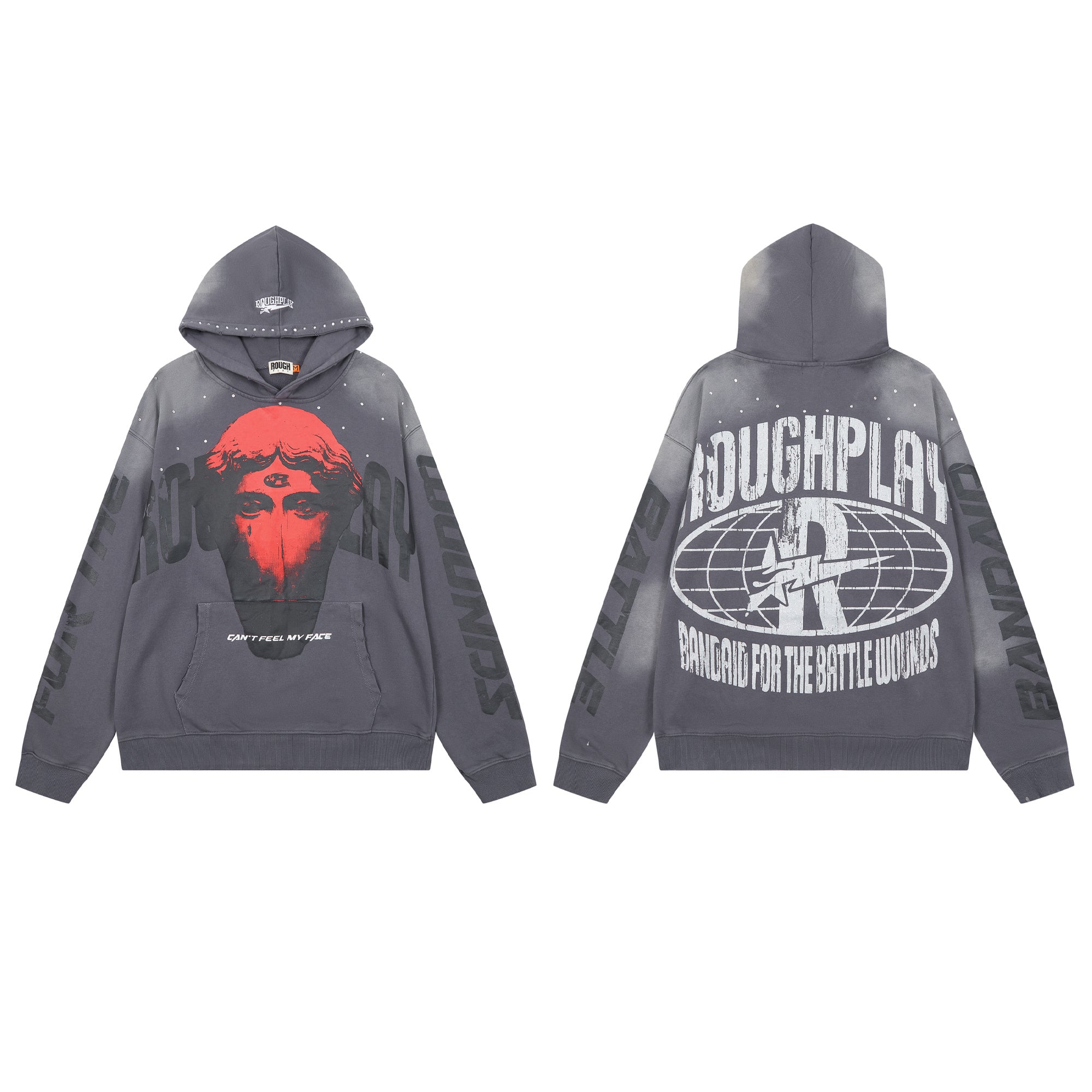 ROUGHPLAY Statue Portrait Washed Graphic Hoodie