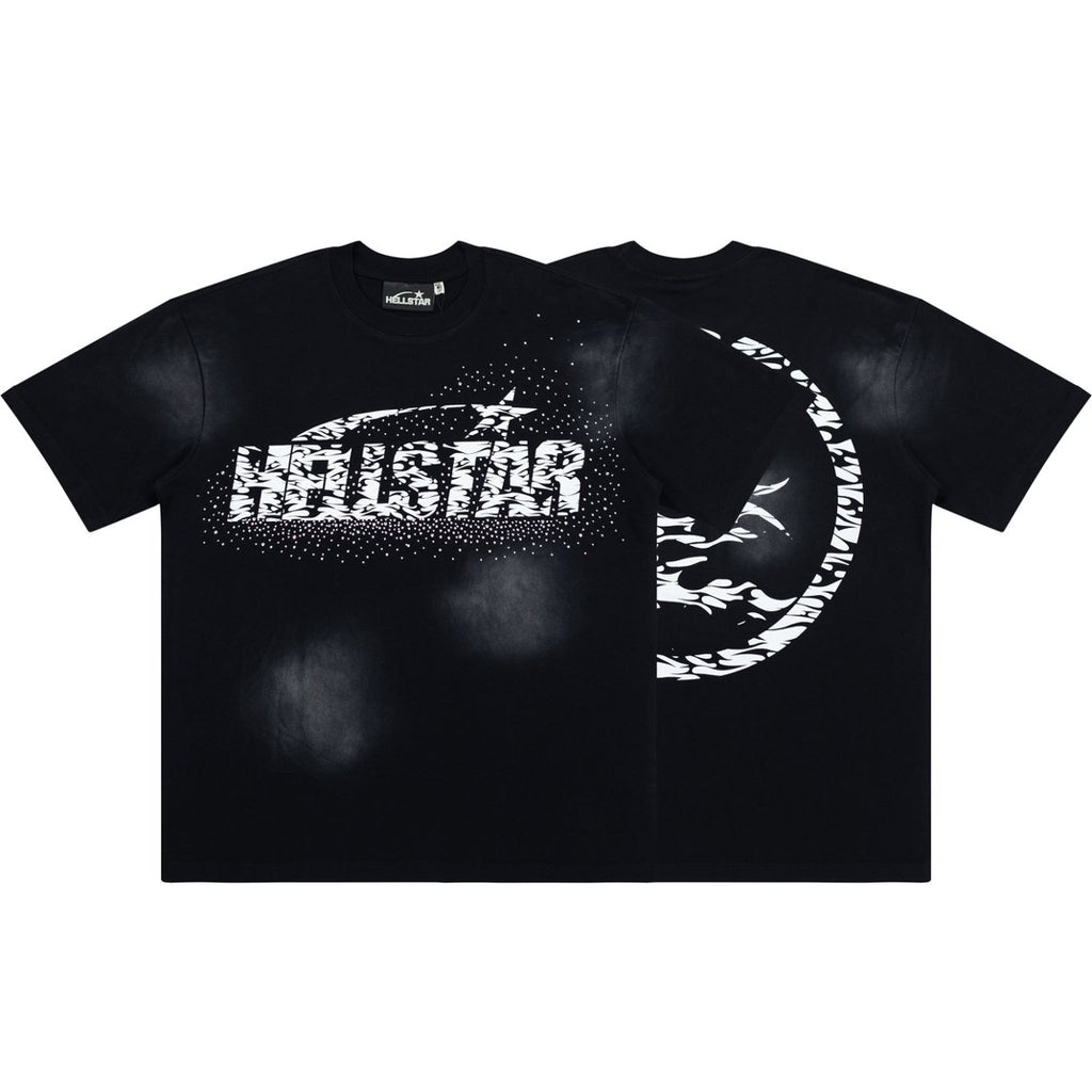 Hellstar Zebra Print Star Washed Black Tee