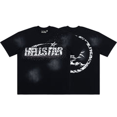 Hellstar Zebra Print Star Washed Black Tee
