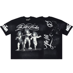 Hellstar The Path To Paradise Three Cherubs Black Washed Tee