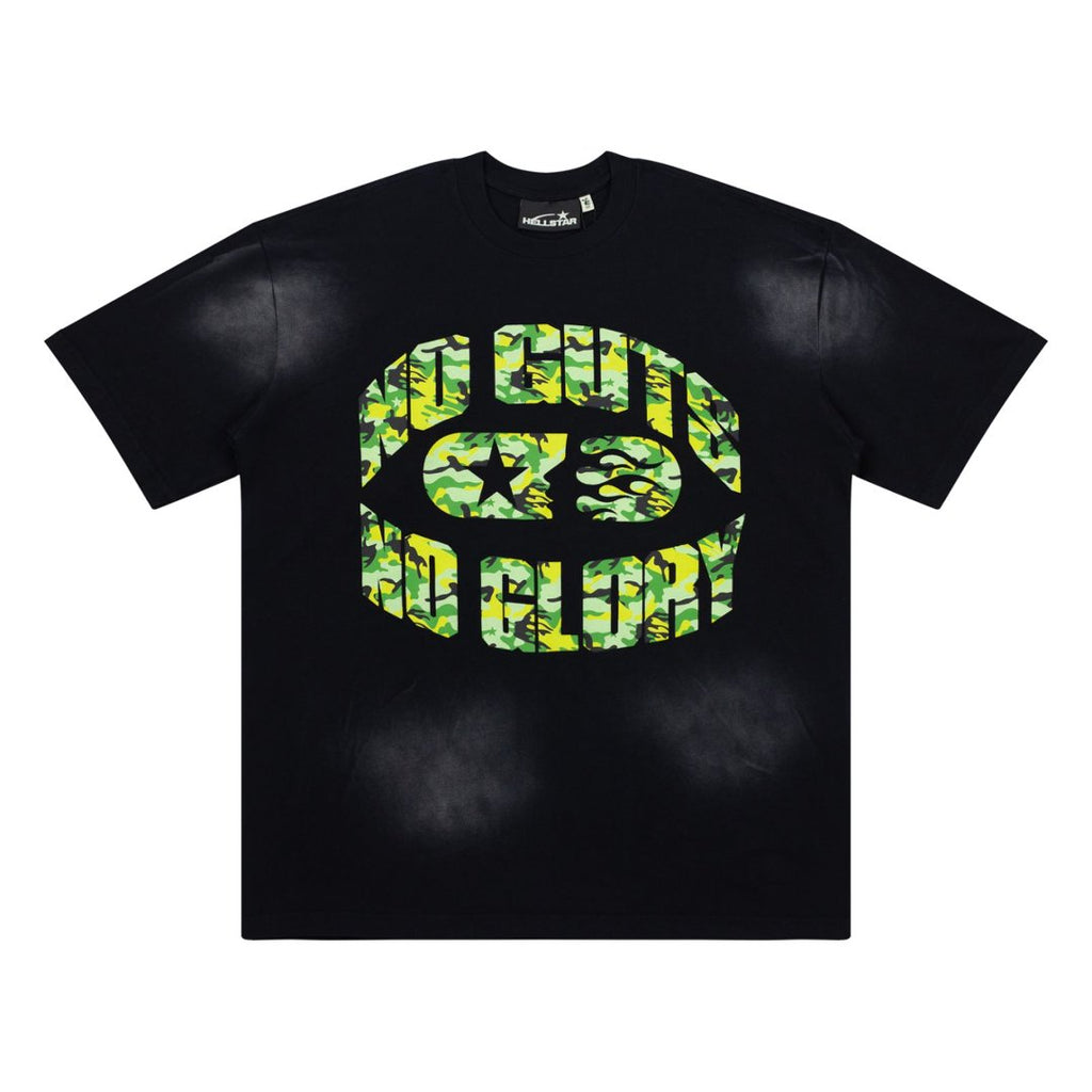 Hellstar No Guts No Glory Green Camo Gradient Black Tee
