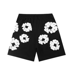 Denim Tears Black White Cotton Wreath Sweat Shorts