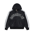 ROUGHPLAY Studded Stripe Vintage Zip-Up Hoodie