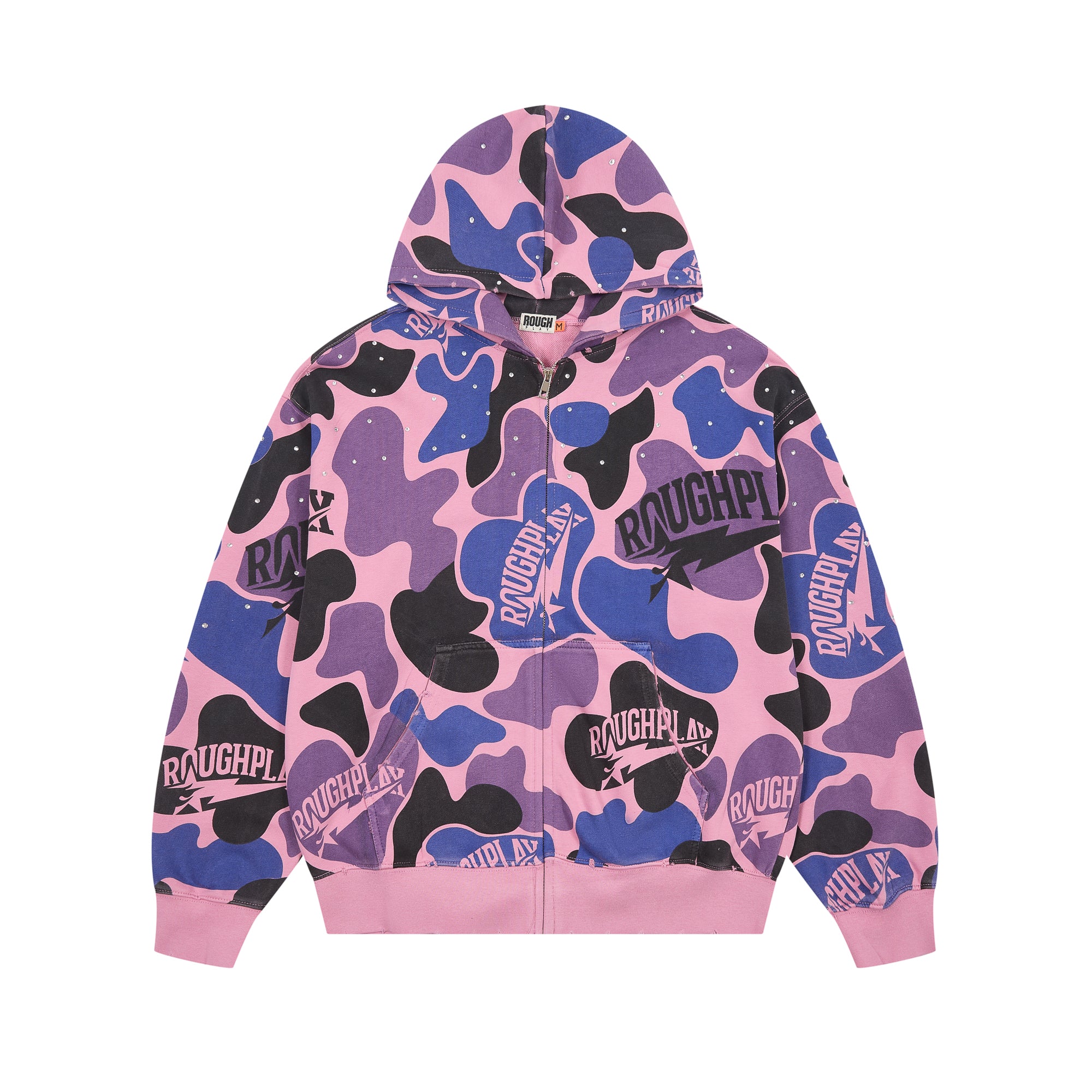ROUGHPLAY Pink Purple Camo Rhinestone Zip-Up Hoodie