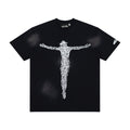 Hellstar QR Code Crucifix Figure Black Mineral Wash Tee