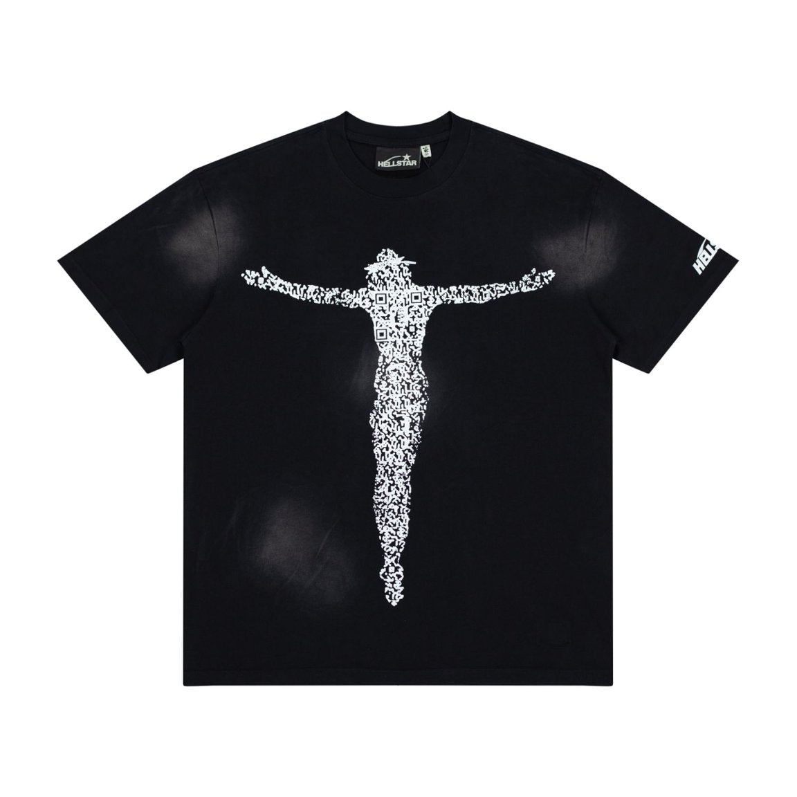 Hellstar QR Code Crucifix Figure Black Mineral Wash Tee