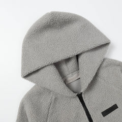 ESSENTIALS Fear Of God Gray Sherpa Half Zip Hooded Pullover