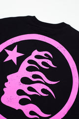 Hellstar Pink Shooting Star Logo Black Tee