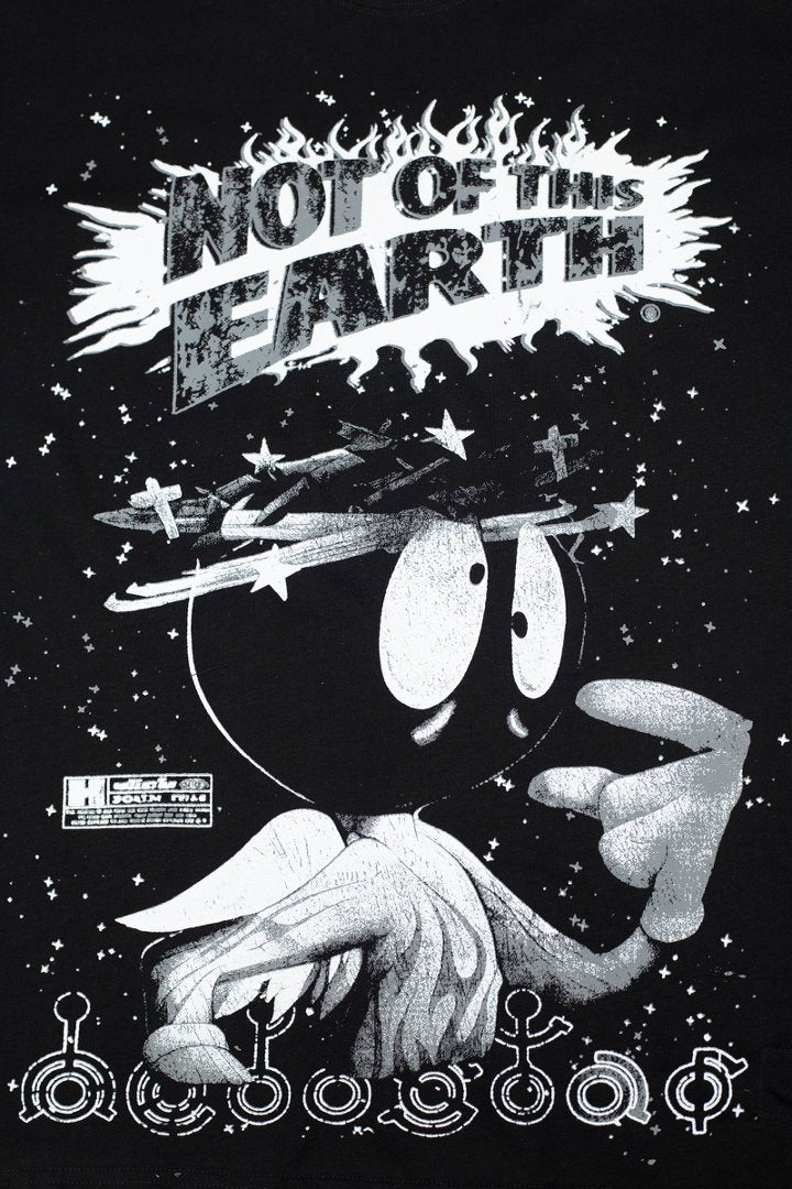 Hellstar Not Of This Earth Cartoon Black Tee