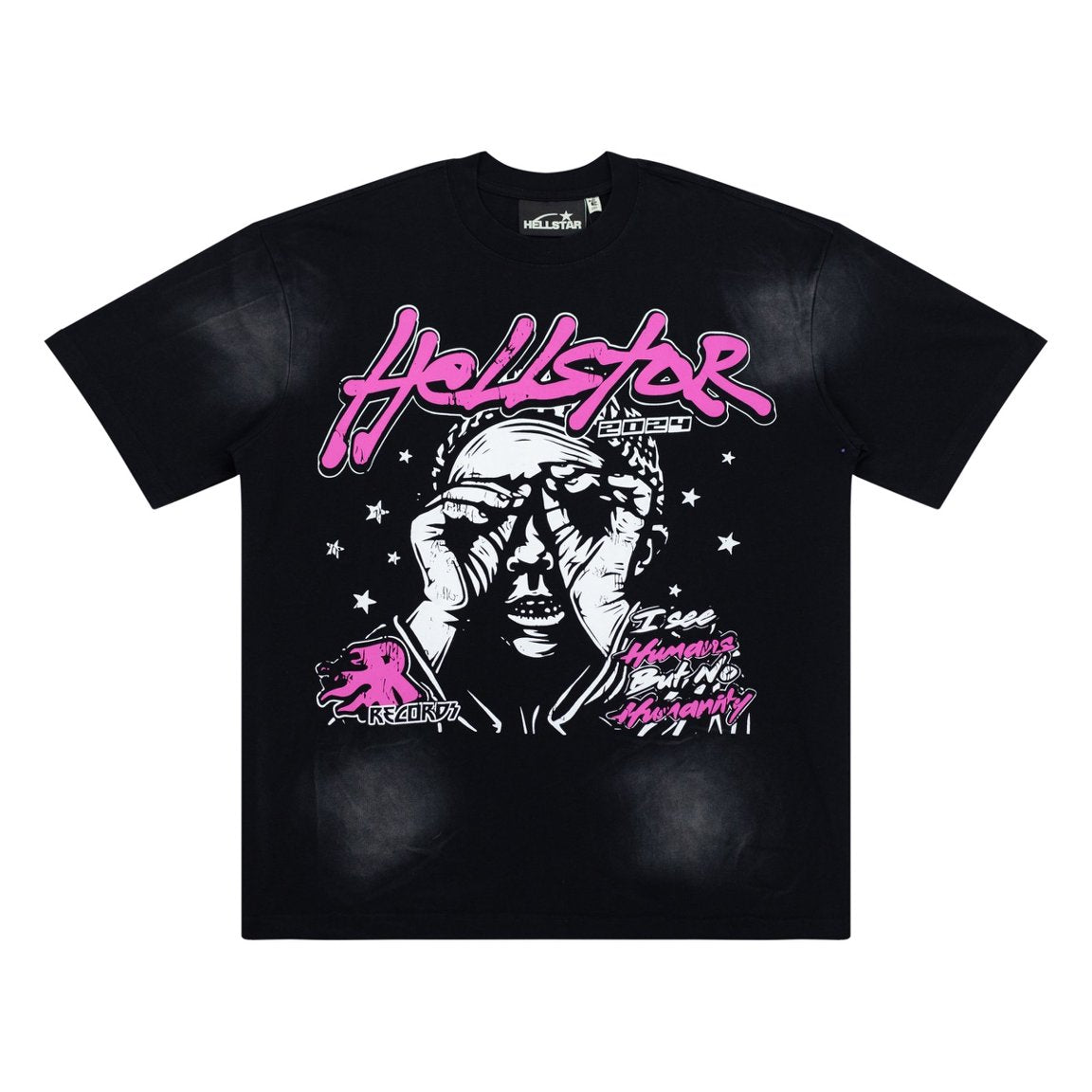 Hellstar Pink Letter Portrait Black Tee