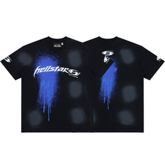 Hellstar Blue Splash Drip Double Sided Vintage Washed Tee